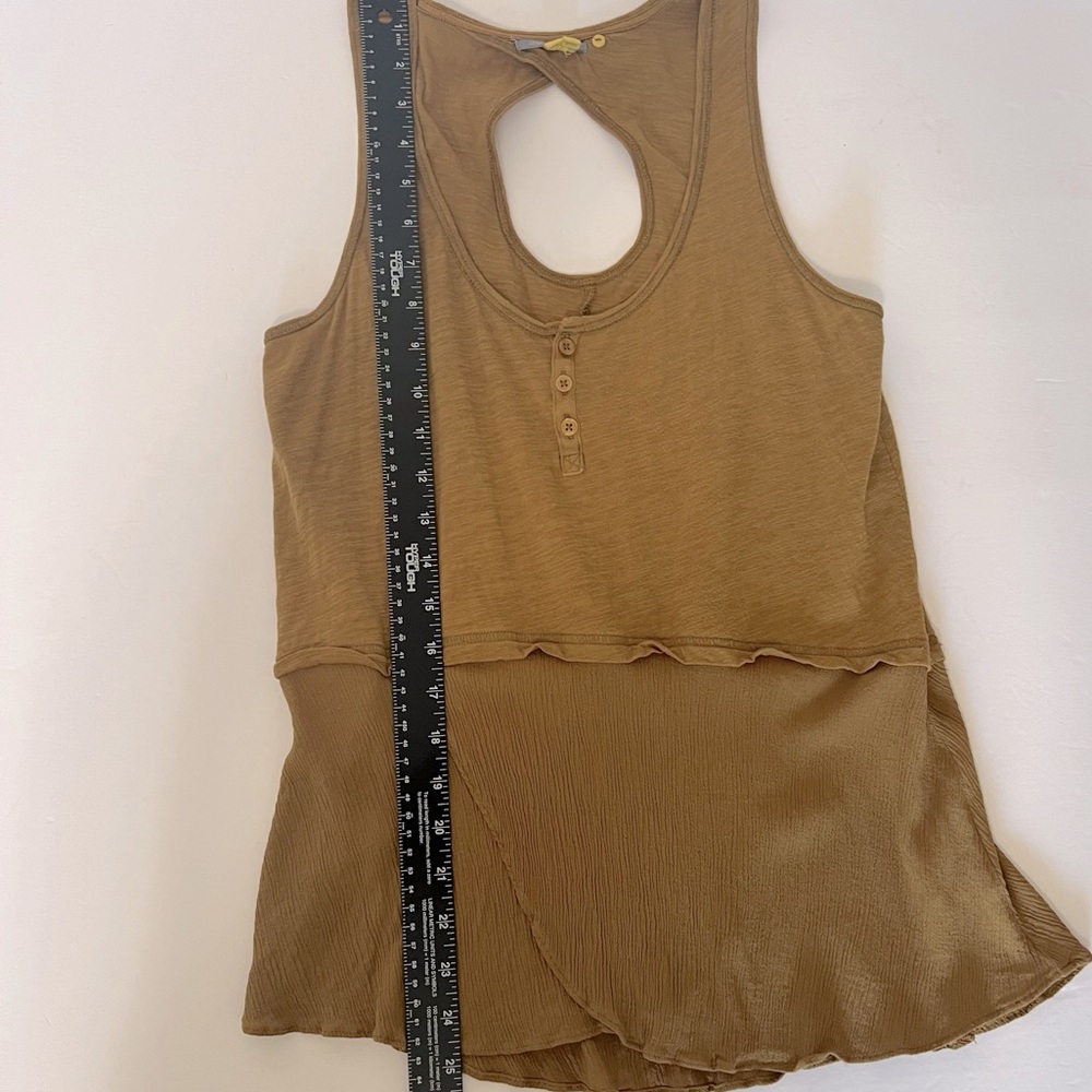 Anthropologie Little Yellow Button Tank Top with Peplum Size XS - Picture 3 of 6